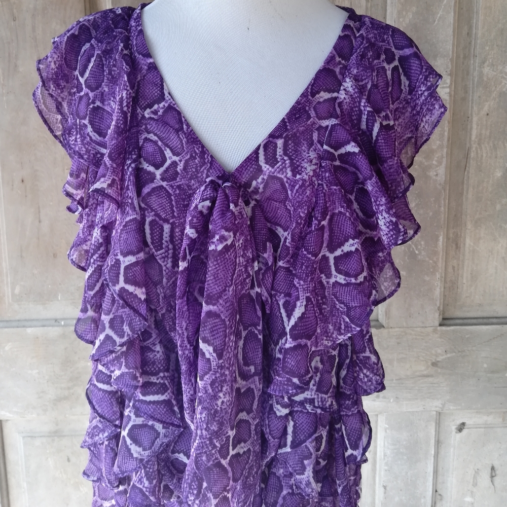 Purple Python Ruffle Top - image 2